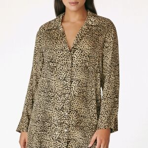Andres Blouse Silk Animal Print VINTAGE Long Sleeve Button Up Size P